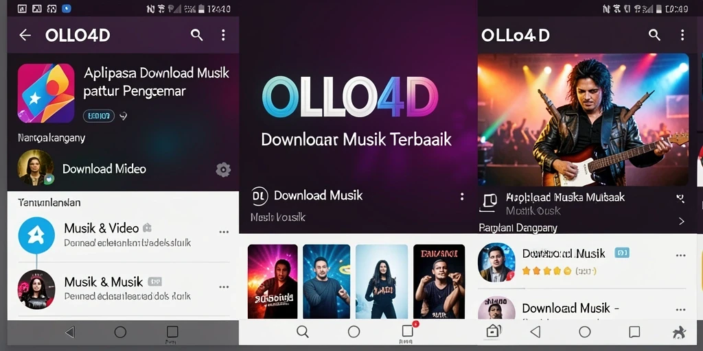 Tampilan antarmuka OLLO4D yang intuitif untuk Download Musik.
