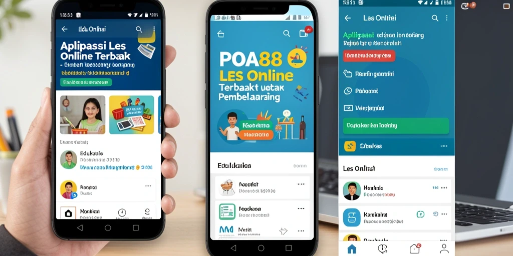 Tampilan antarmuka aplikasi POA88 untuk Les Online yang interaktif.
