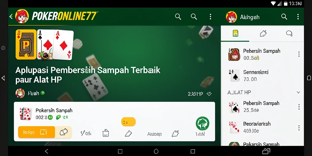 Antarmuka POKERONLINE77 untuk pembersihan sampah yang efektif.