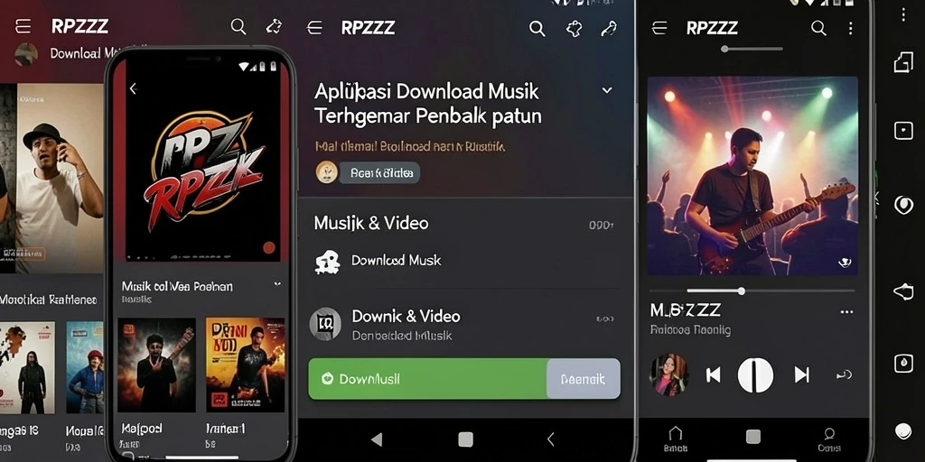 Tampilan antarmuka aplikasi RPZZZ untuk Download Musik yang mudah digunakan.