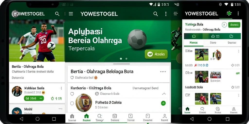 Antarmuka aplikasi YOWESTOGEL untuk berita Olahraga Bola yang informatif.