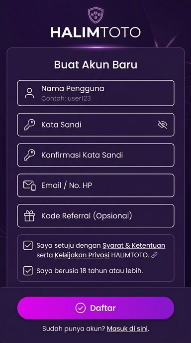 Panduan Buat Akun Baru Halimtoto untuk Android
